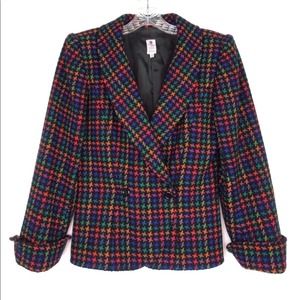 UNGARO Vintage Lambswool Rainbow Stars Double Breasted Jacket Blazer 38 US 4